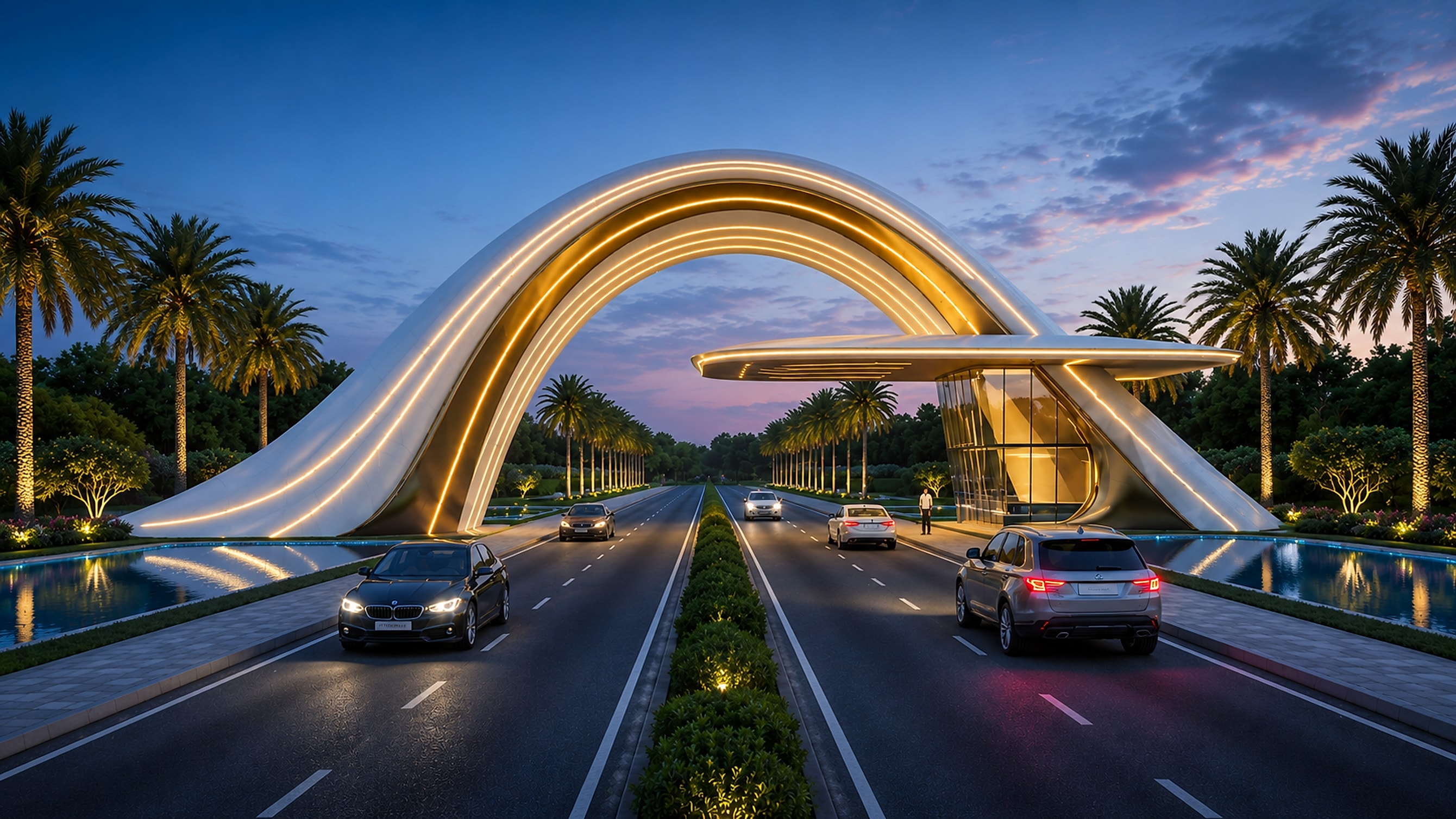 World-class signature arch entrance at Vasudha Grand